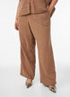 Pantalon taille haute en mousseline de coton &agrave; coupe ample, Marron, Model image number 2