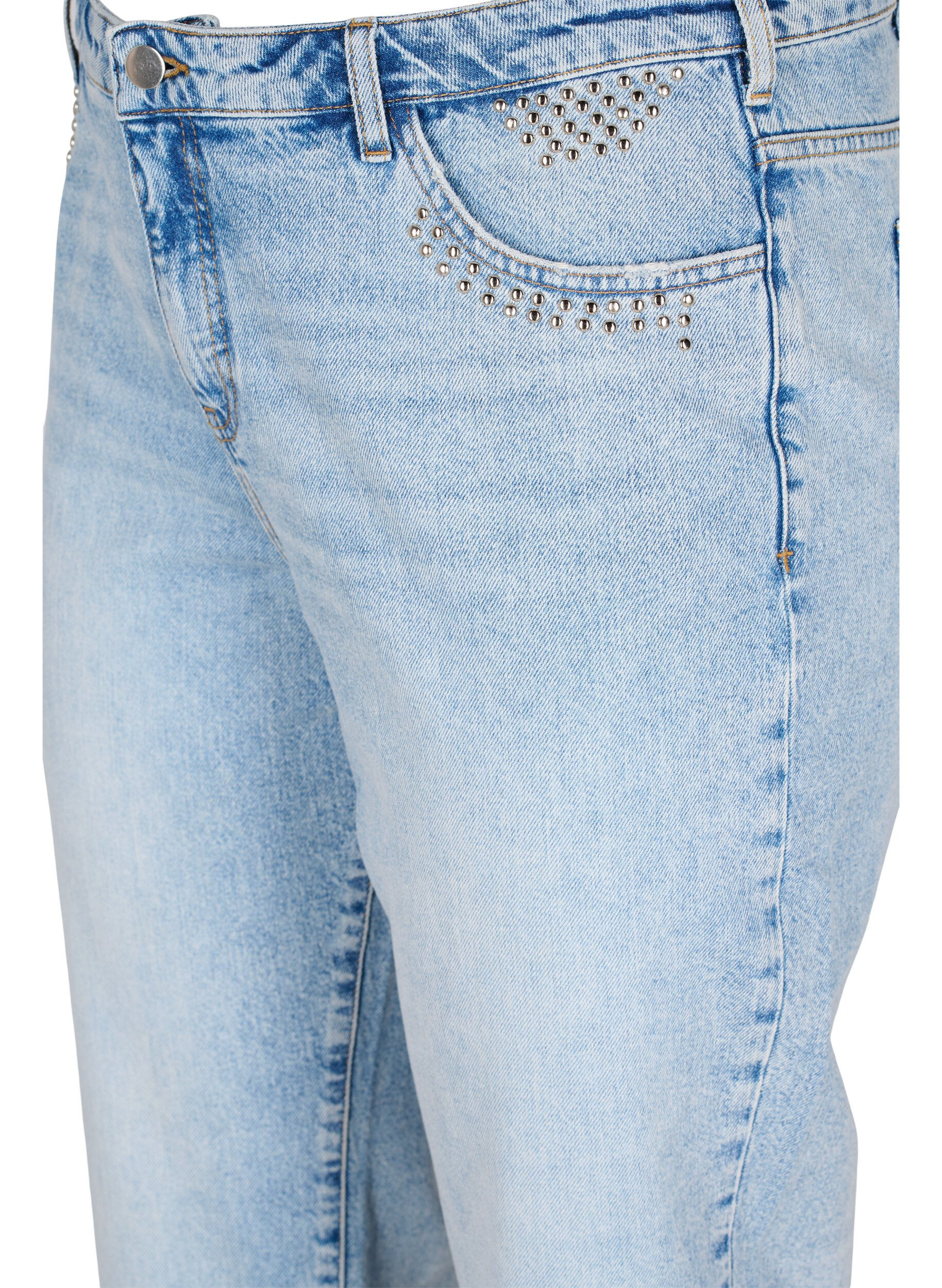 ZizziCropped Vera jeans met studs, Light blue denim, Packshot image number 2