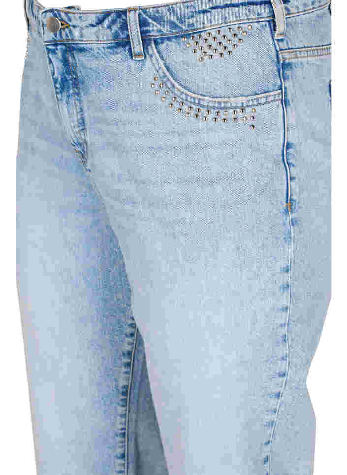 Cropped Vera jeans met studs, Light blue denim, Packshot image number 2