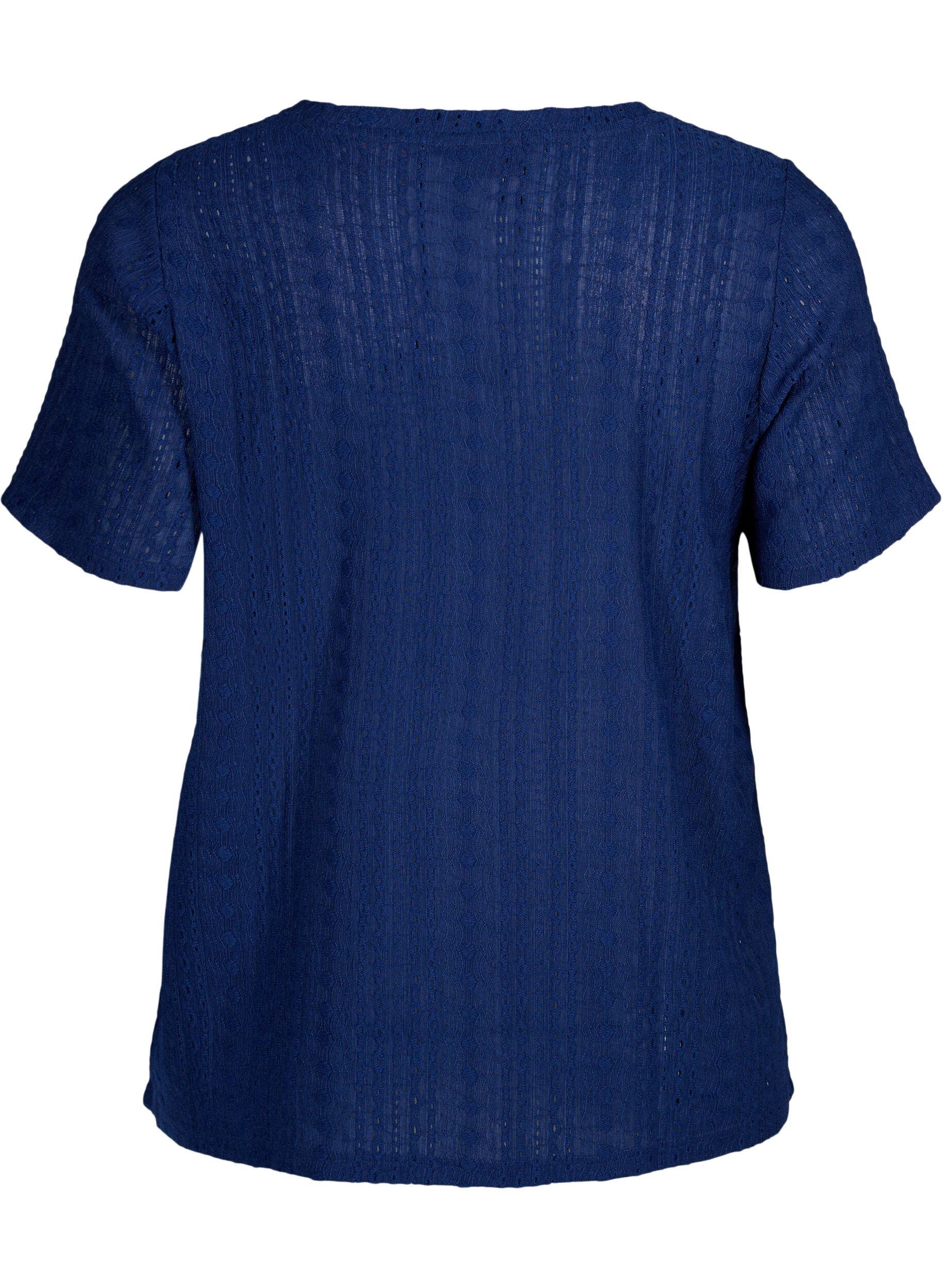 ZizziBlouse met korte mouwen en getextureerd patroon, Medieval Blue, Packshot image number 1