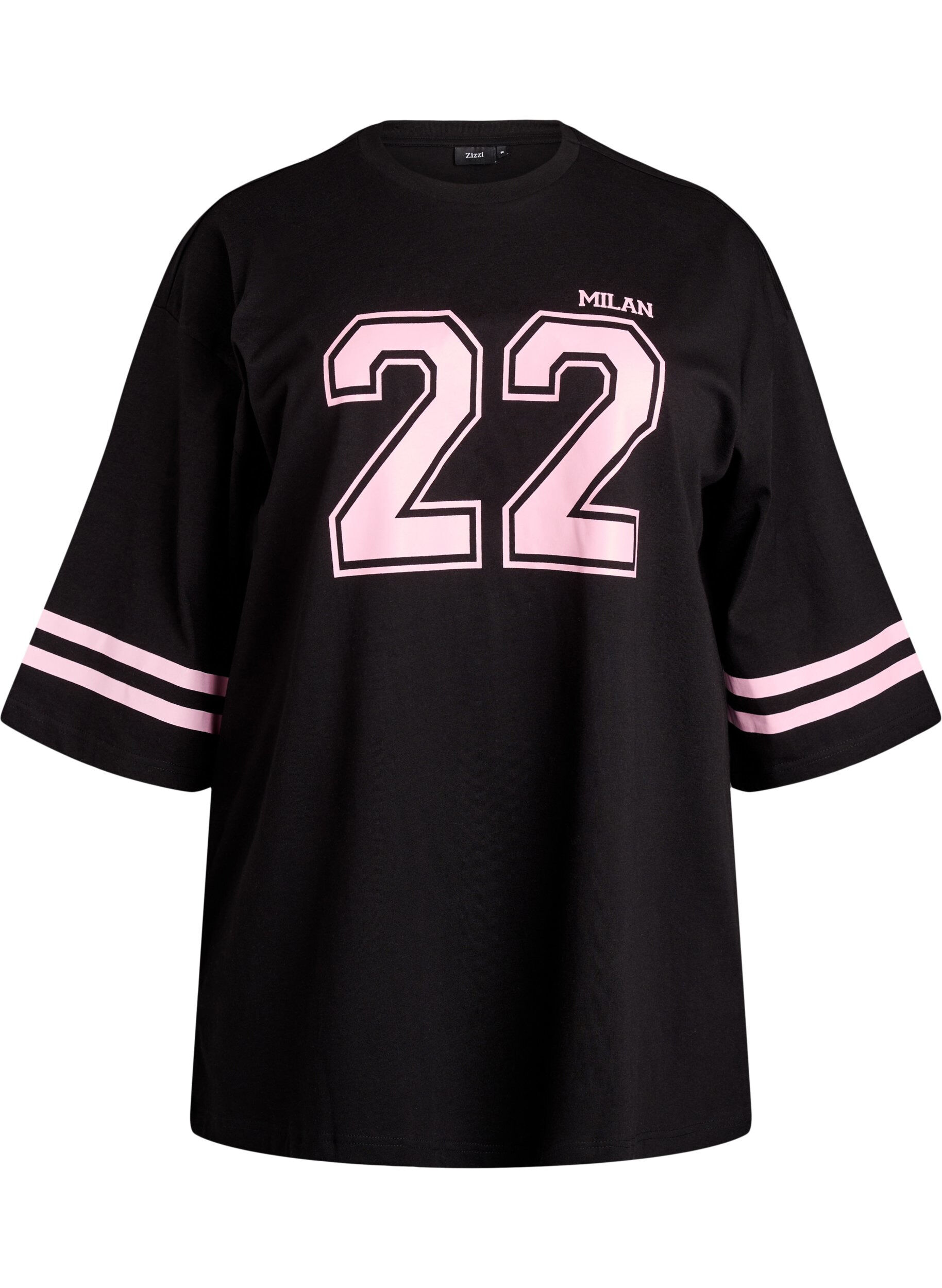 T-shirt college oversize &agrave; manches 3/4