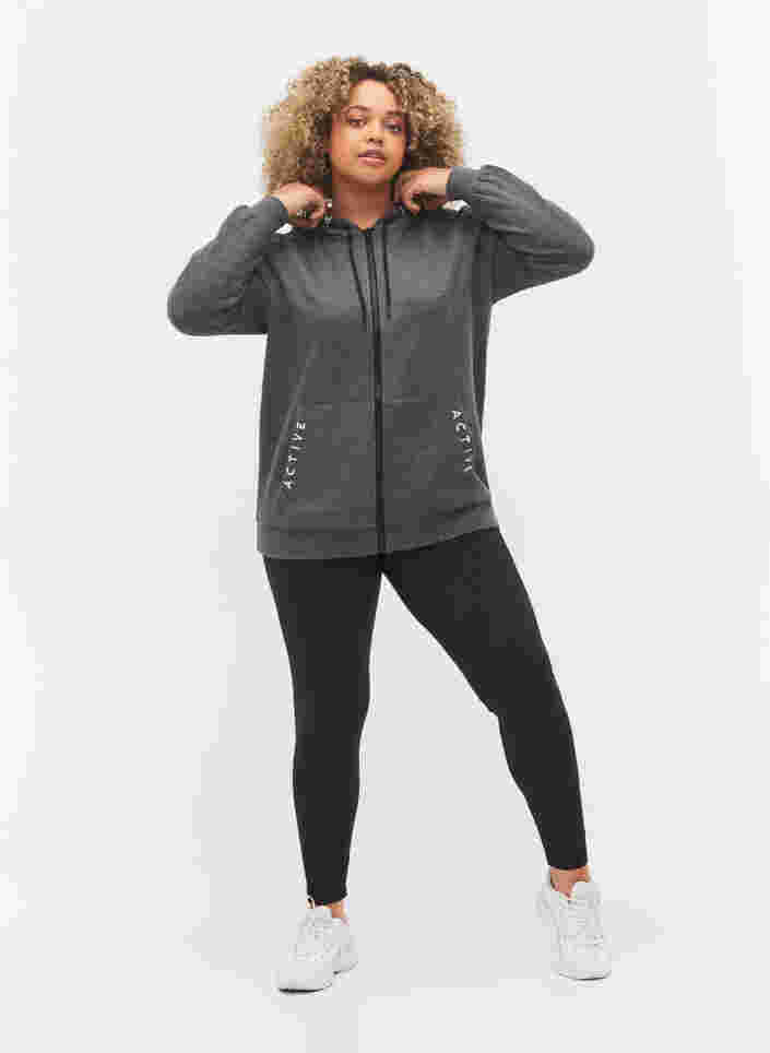 Workout hoodie jack met ritssluiting, Dark Grey Melange, Model image number 3