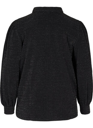 Chemise à paillettes et manches bouffantes, Black, Packshot image number 1