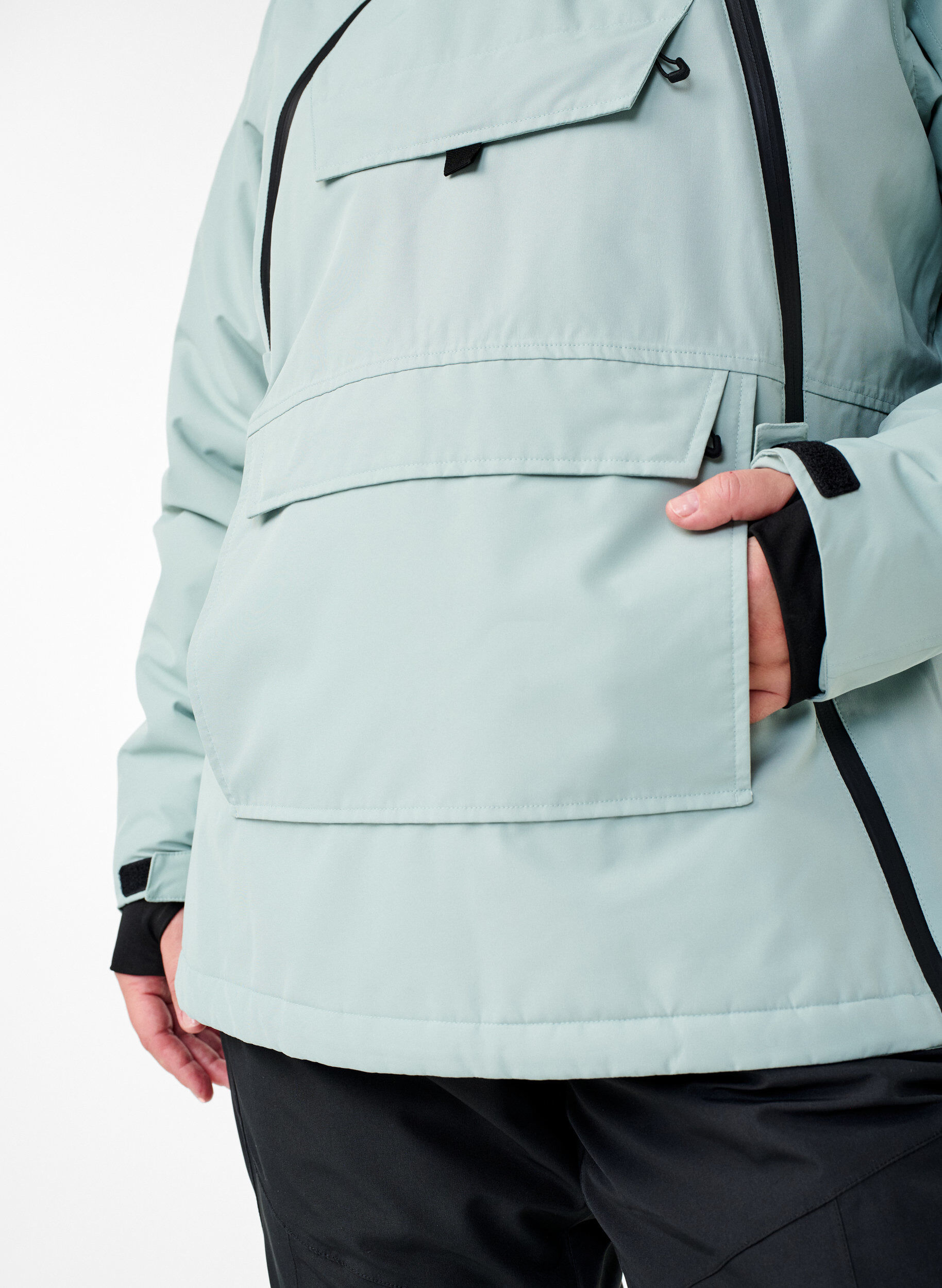 Zizzi Anorak de ski fonctionnel avec capuche, Vert clair, Model image number 4