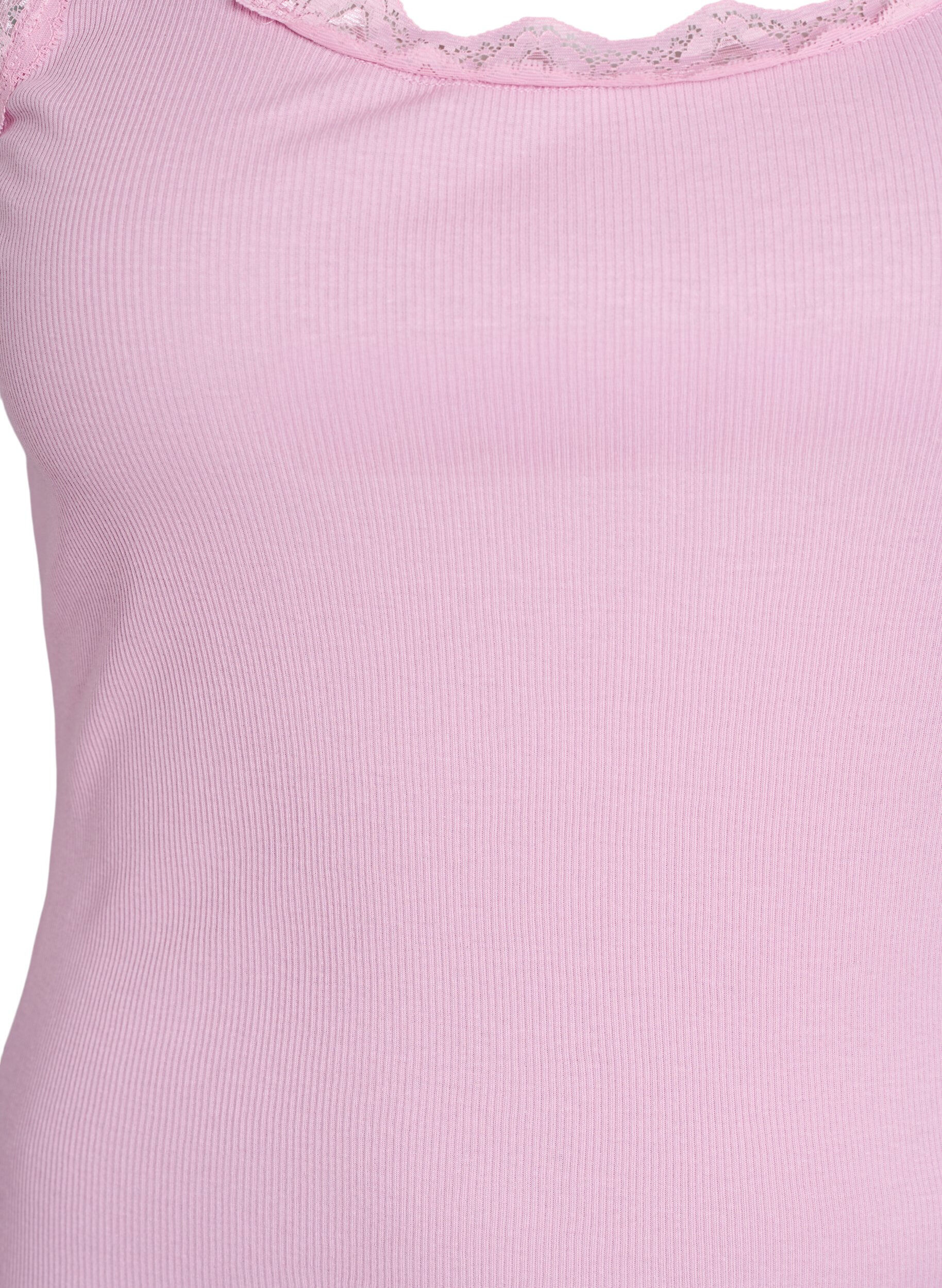 ZizziTop met kanten rand, Roze, Packshot image number 2