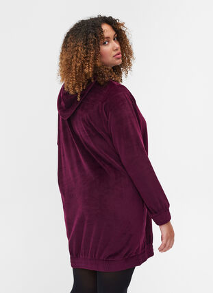 Robe pull en velours avec capuche, Winter Bloom, Model image number 1