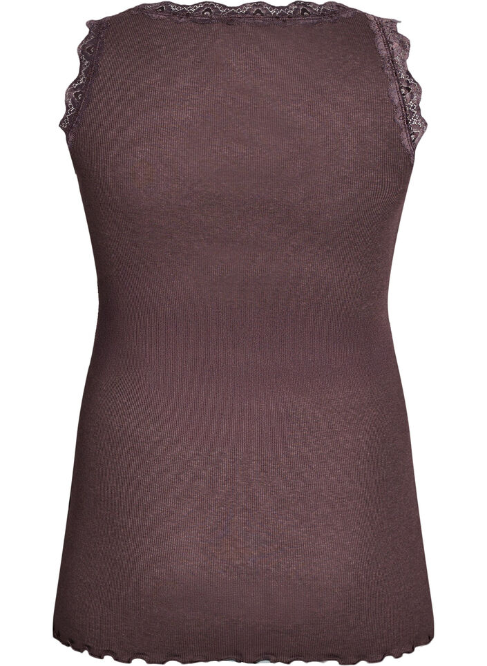 Top met rand van kant, Bruin, Packshot image number 1