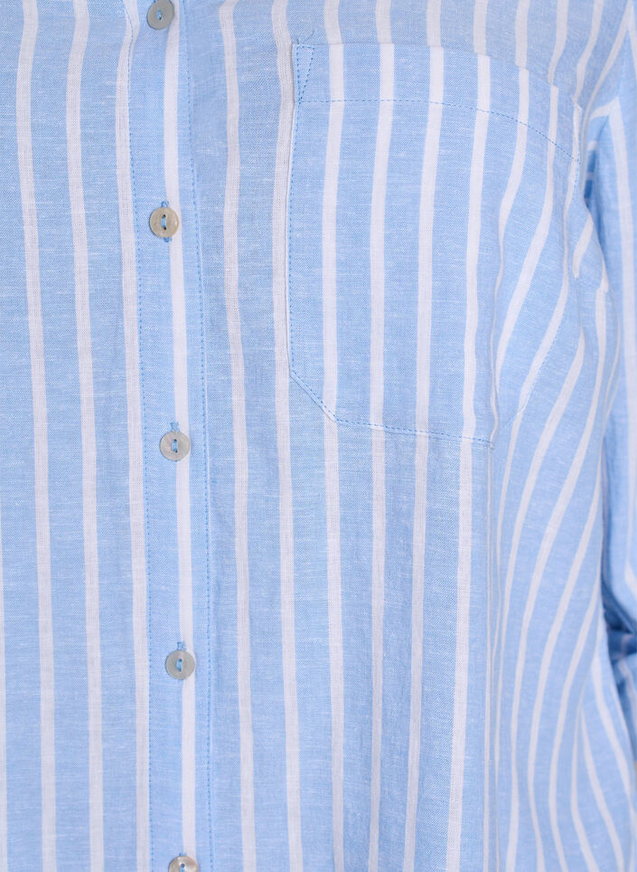Linnen en viscose shirt met 3/4 mouwen, Blauw, Packshot image number 2