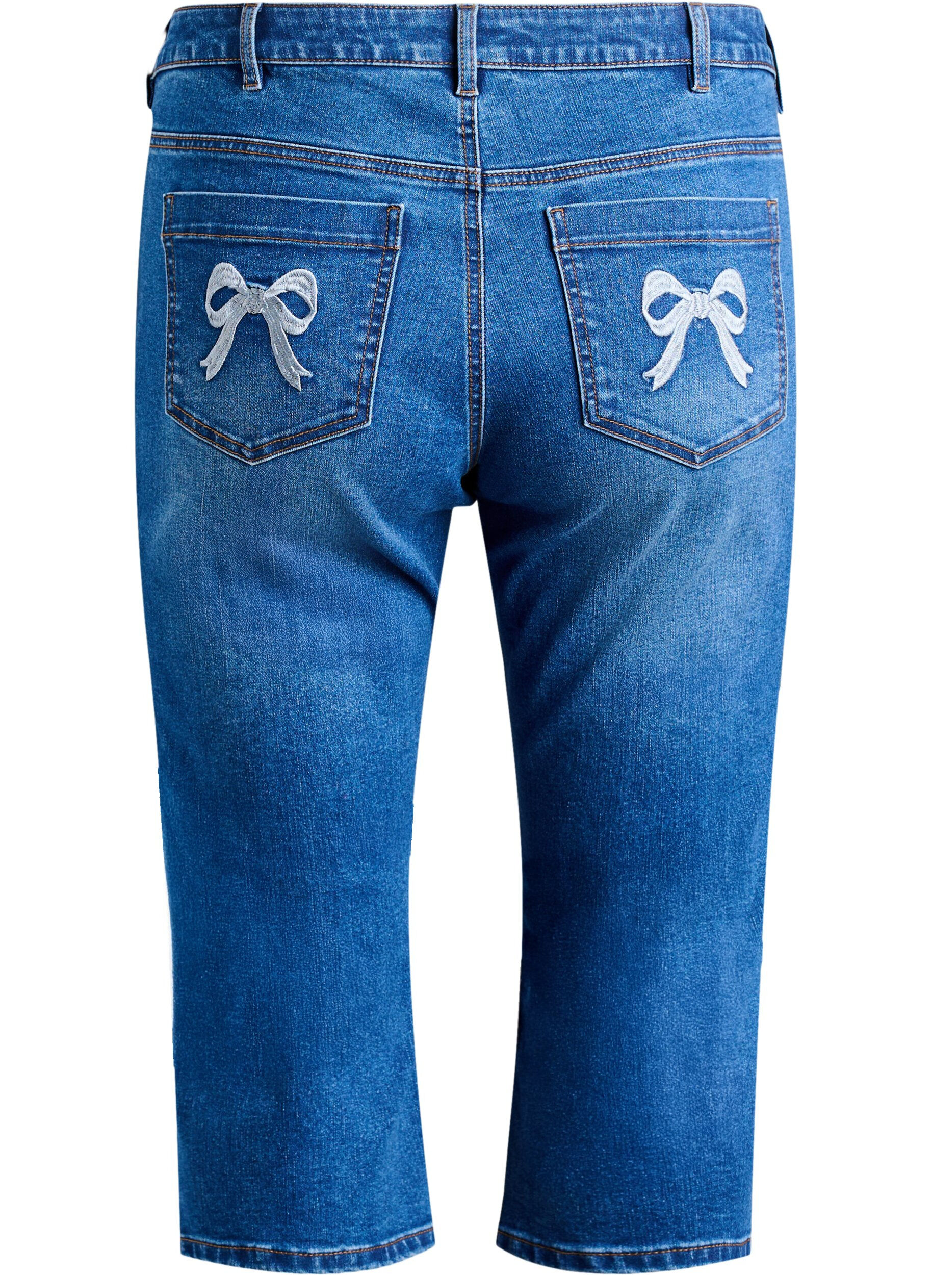 ZizziEmily slim fit denim capribroek, Blauw, Packshot image number 1