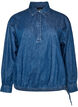Blouse en jean coupe ballon, Bleu, Packshot image number 0