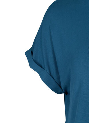 T-shirt in viscosemix met ronde hals, Majolica Blue, Packshot image number 2