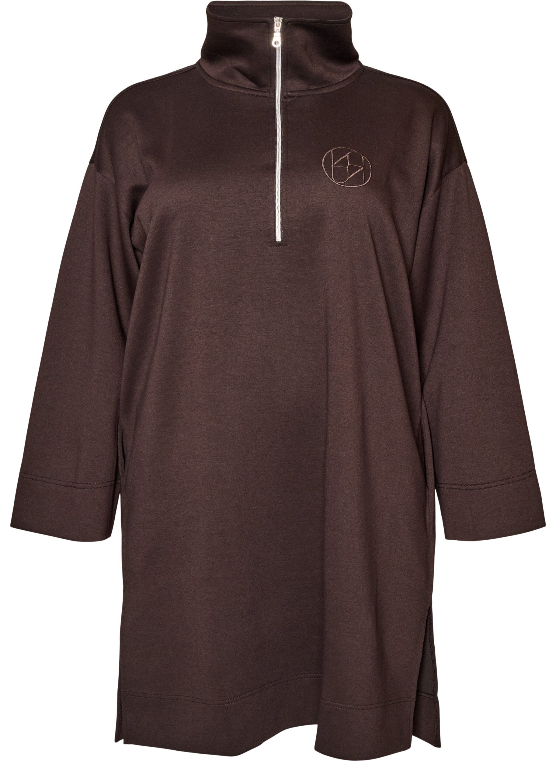 Robe-sweat sportive avec col montant et fermeture zipp&eacute;e