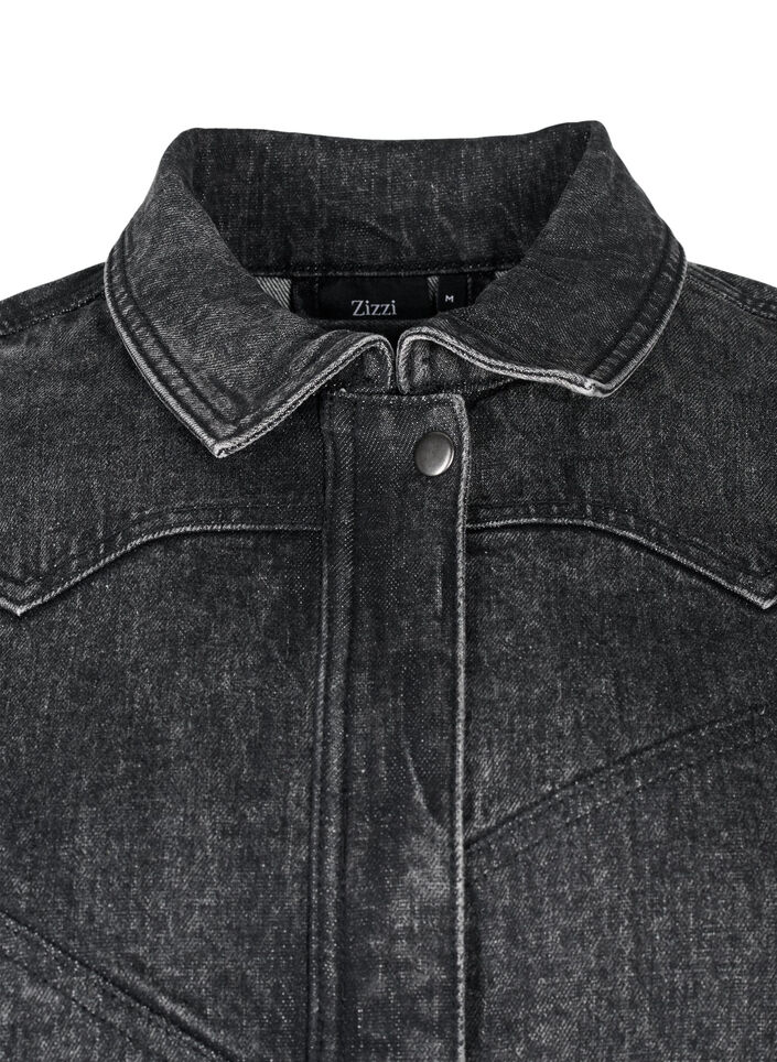 Spijkerjasje met verborgen ritssluiting, Dark Grey Denim, Packshot image number 3