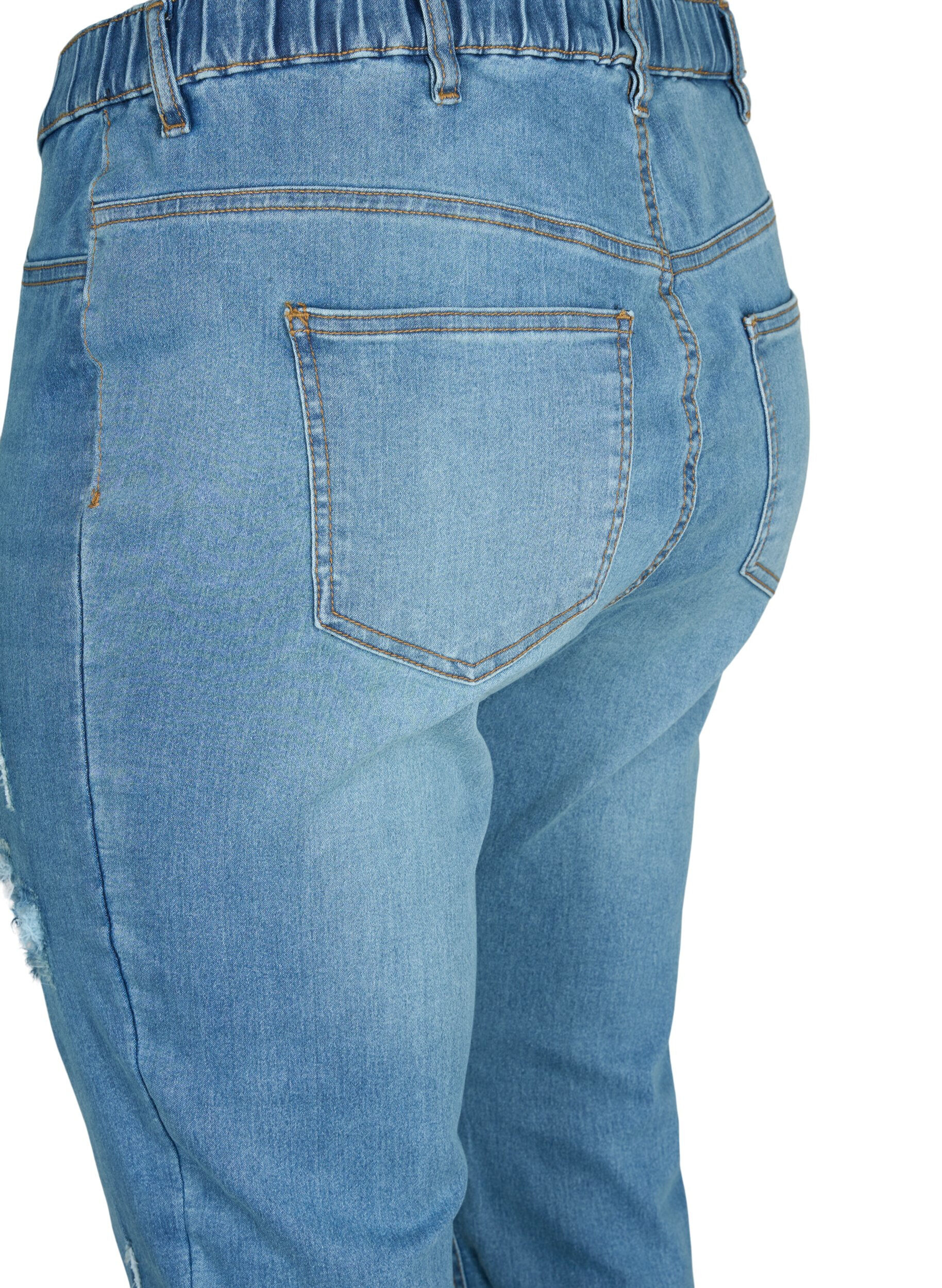 Zizzi Jeggings avec d&eacute;chirures, Blue denim, Packshot image number 3
