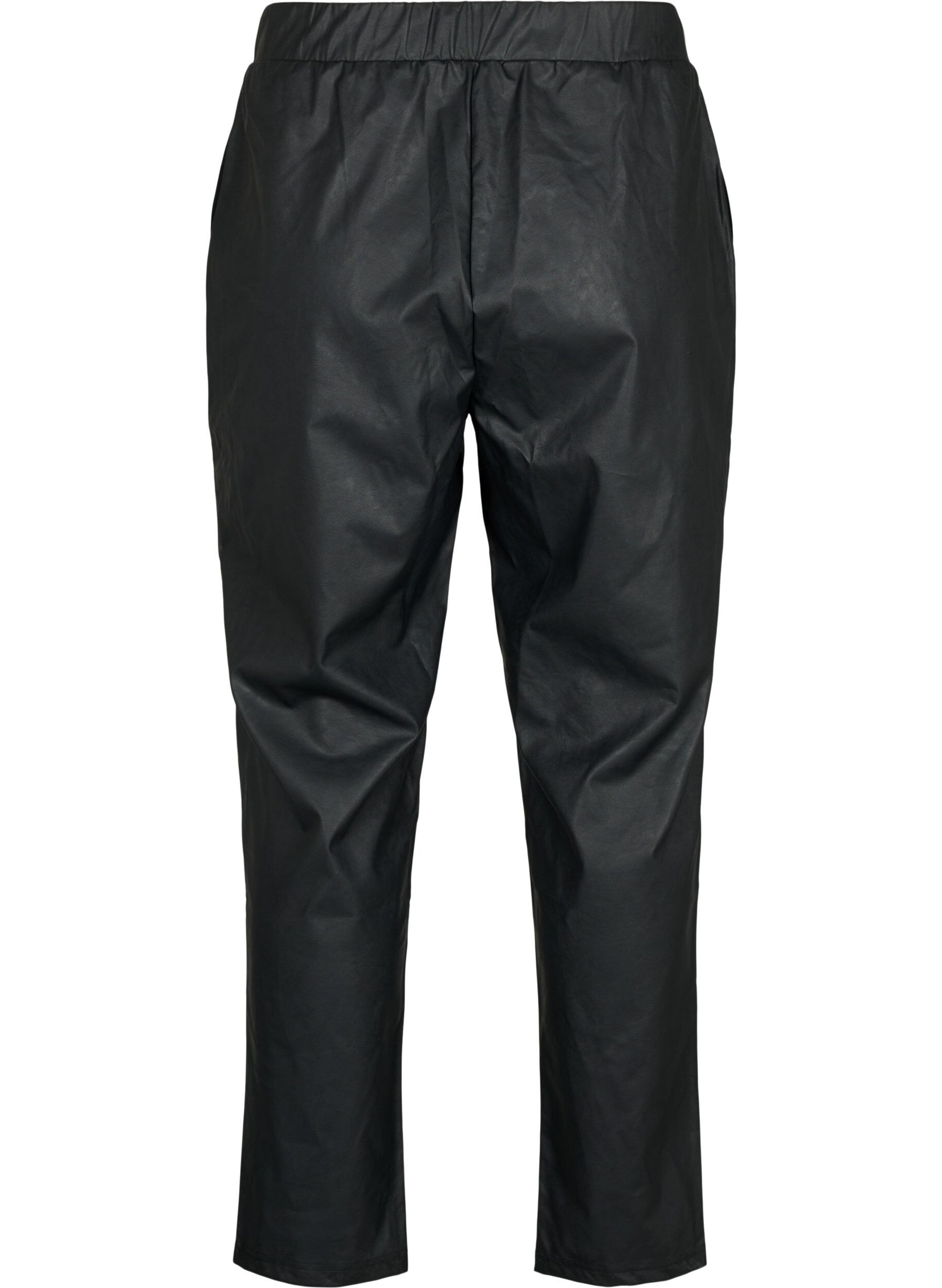 Zizzi Pantalon en imitation cuir avec des poches, Black, Packshot image number 1