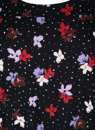 Robe en viscose à manches courtes avec imprimé, Black Dot Flower, Packshot image number 2