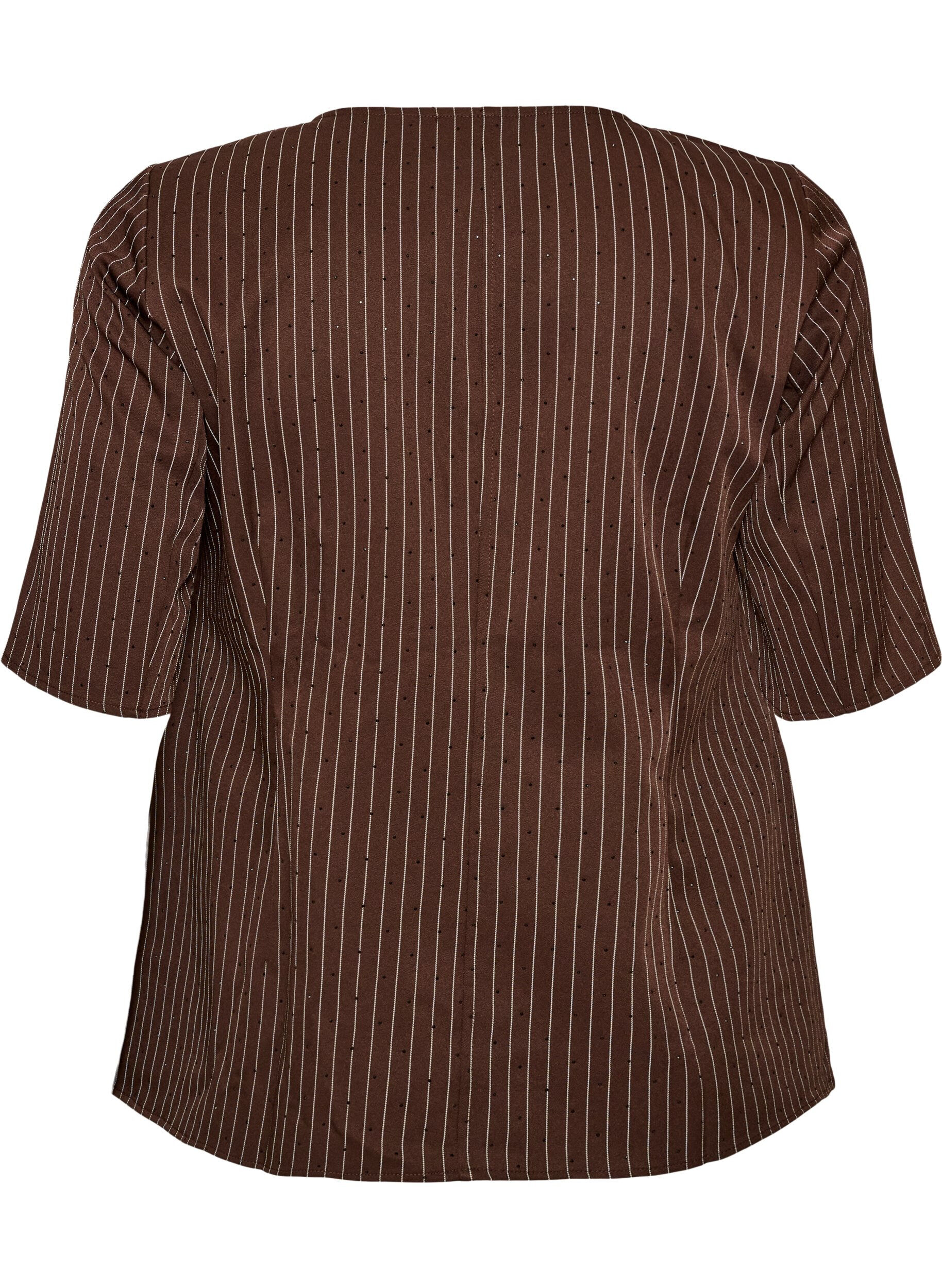 ZizziBlouse &agrave; fines rayures avec strass et boutons, Marron, Packshot image number 1