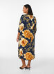 Midi-jurk met bloemenprint en 3/4 mouwen, Blauw, Model image number 2