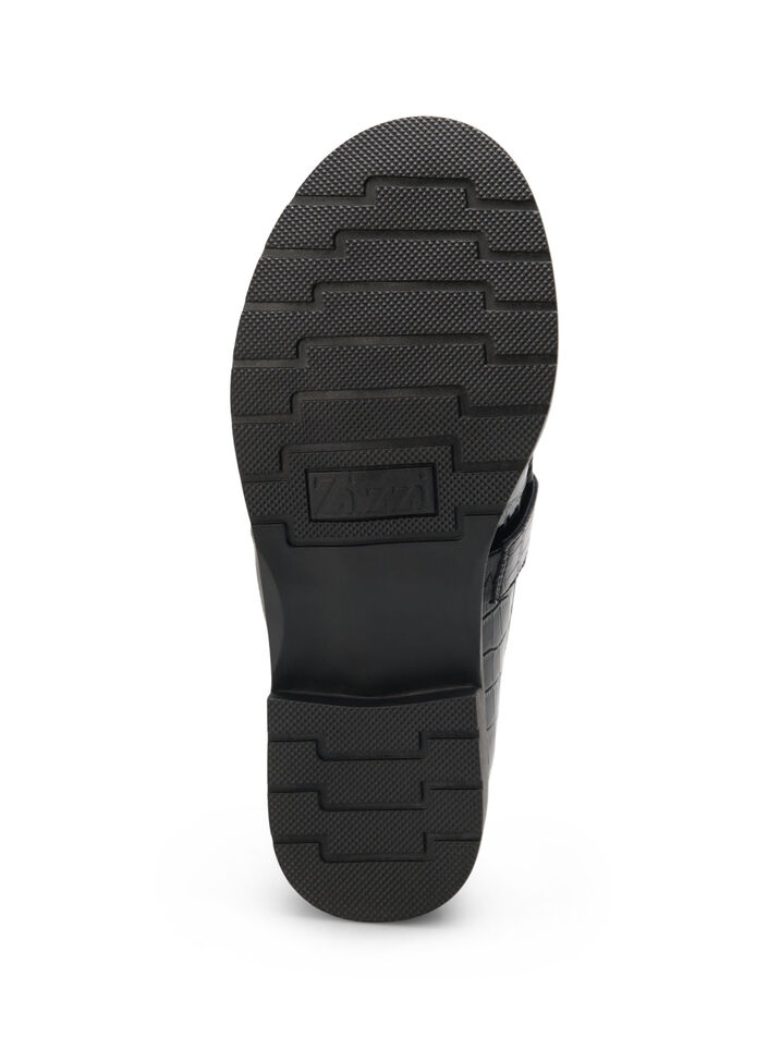 Mocassins croco larges en cuir, Black, Packshot image number 5