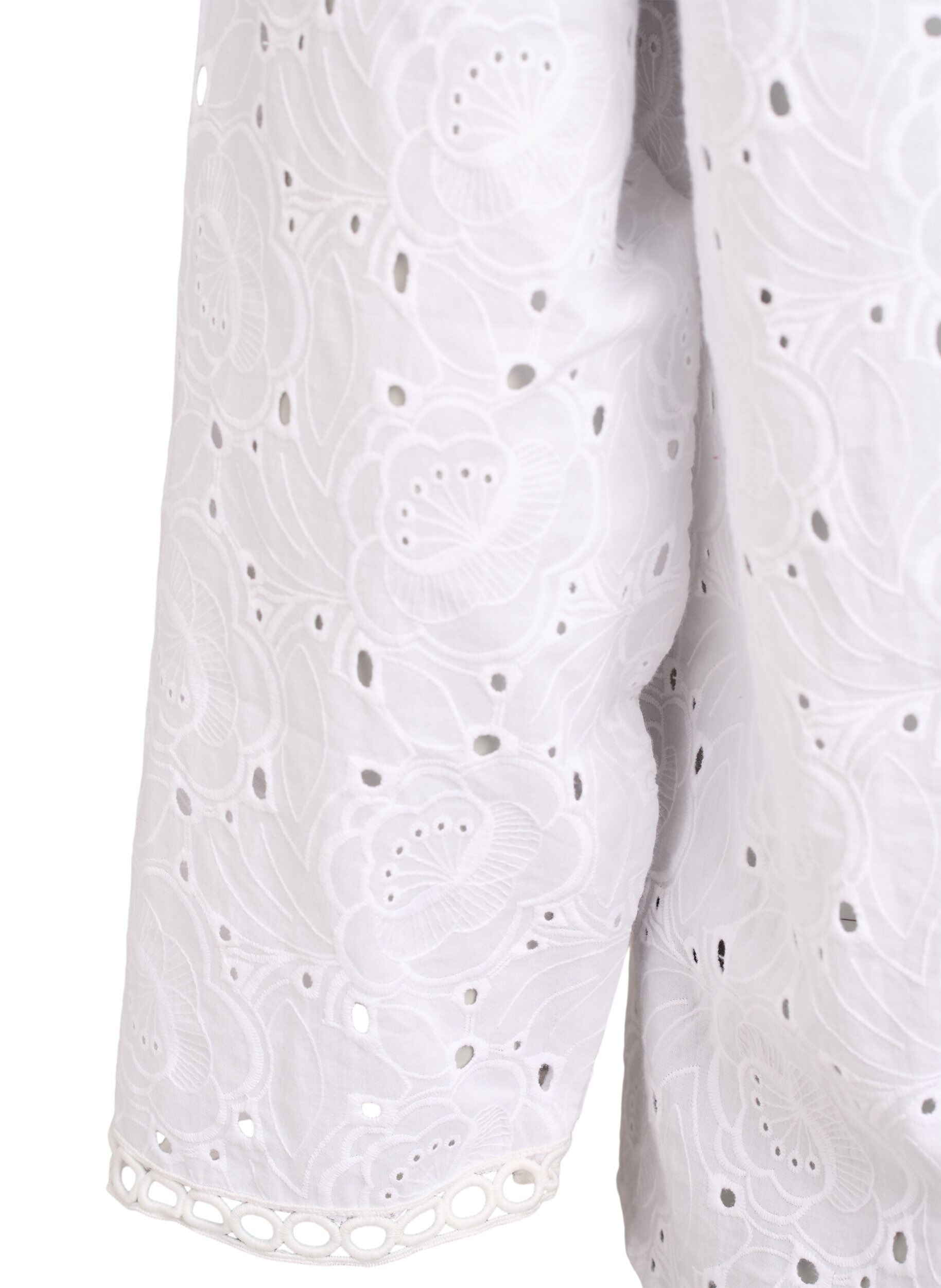 Zizzi Blouse en coton &agrave; manches longues avec broderie anglaise, Blanc, Packshot image number 3