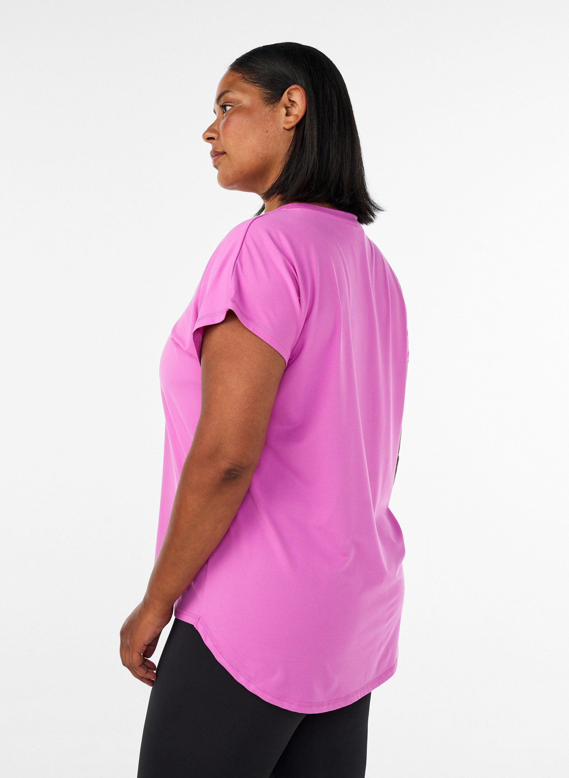 ZizziSportief t-shirt met korte mouwen en v-hals, Paars, Model image number 2