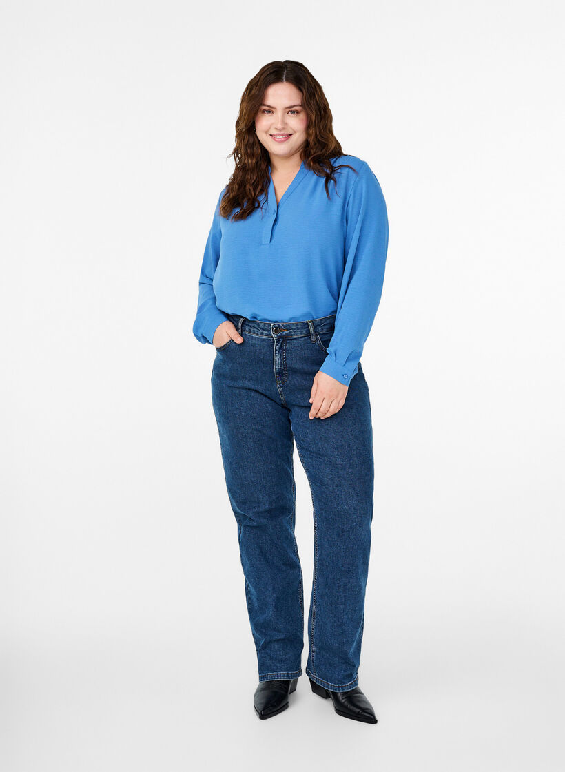 Chemisier à manches longues avec col en V, Riverside, Model image number 2