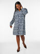 Jurk van viscose met patroon en lange mouwen, Blauw, Model image number 1