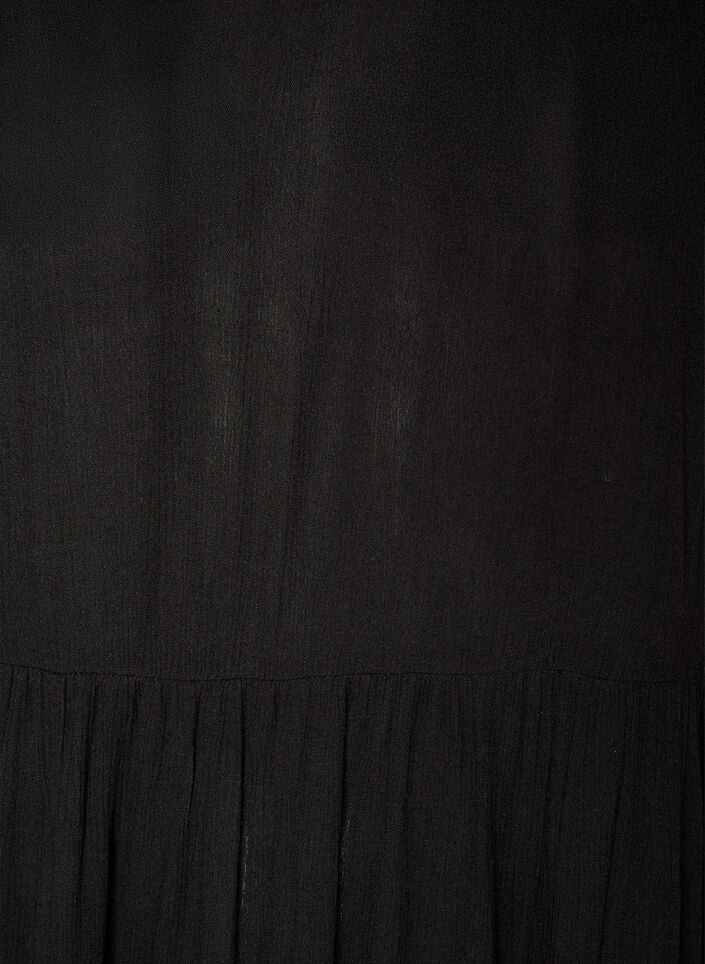 Midi jurk van viscose met ruches mouwen, Zwart, Packshot image number 2