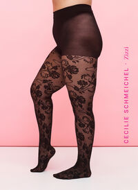 Panty met bloemenpatroon, Black, Model