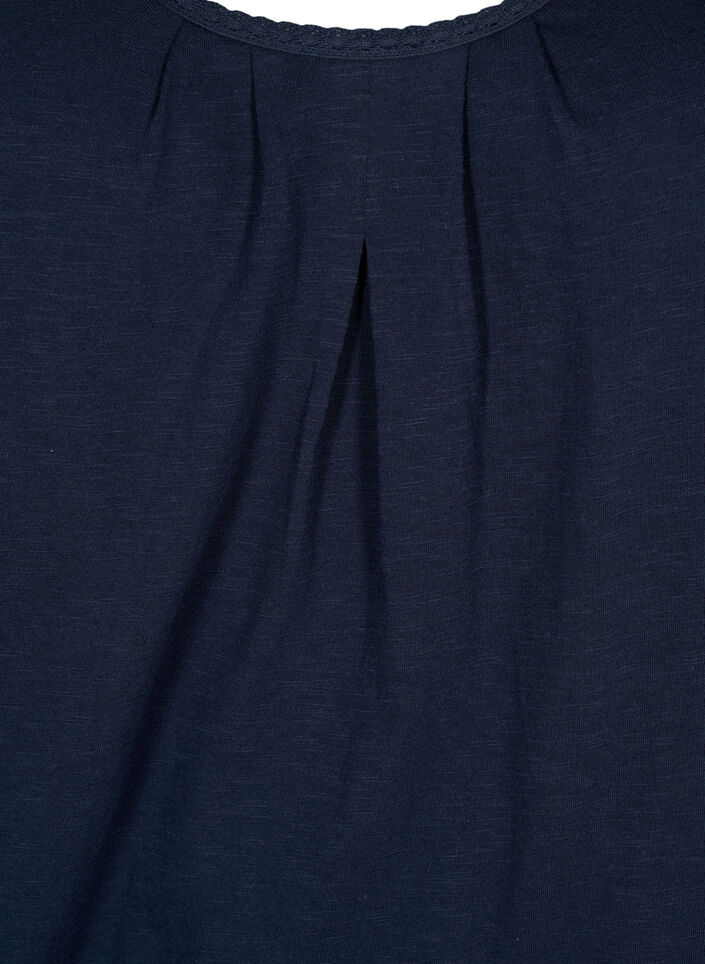 Katoenen top met kanten rand, Navy Blazer, Packshot image number 2