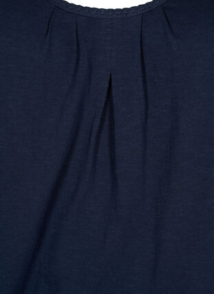 Katoenen top met kanten rand, Navy Blazer, Packshot image number 2