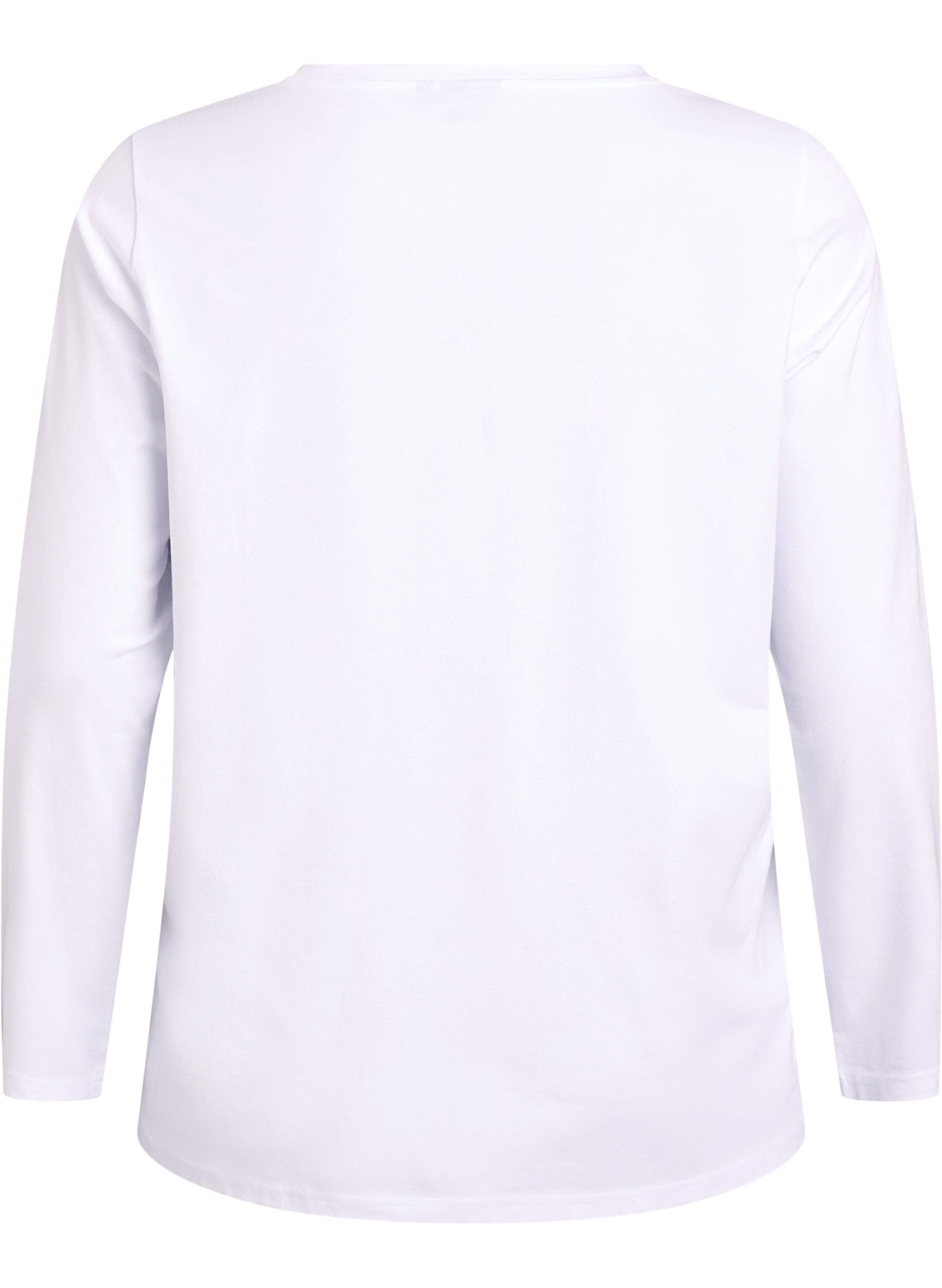 Zizzi Top basic en jersey avec manches longues, Blanc, Packshot image number 1