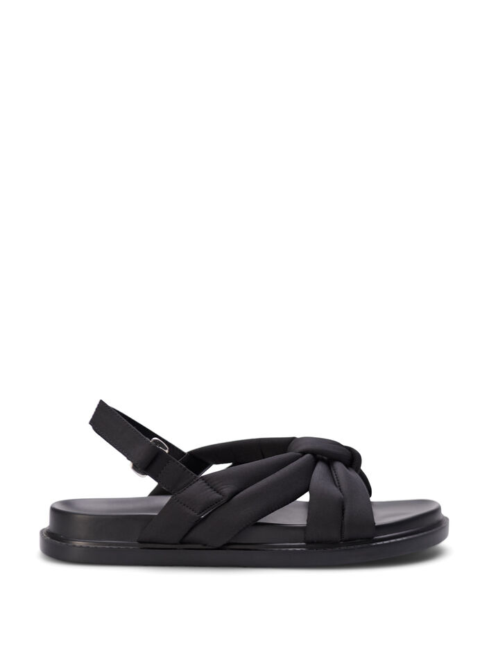 Wide fit - Sandalen met knoopdetail, Zwart, Packshot image number 0