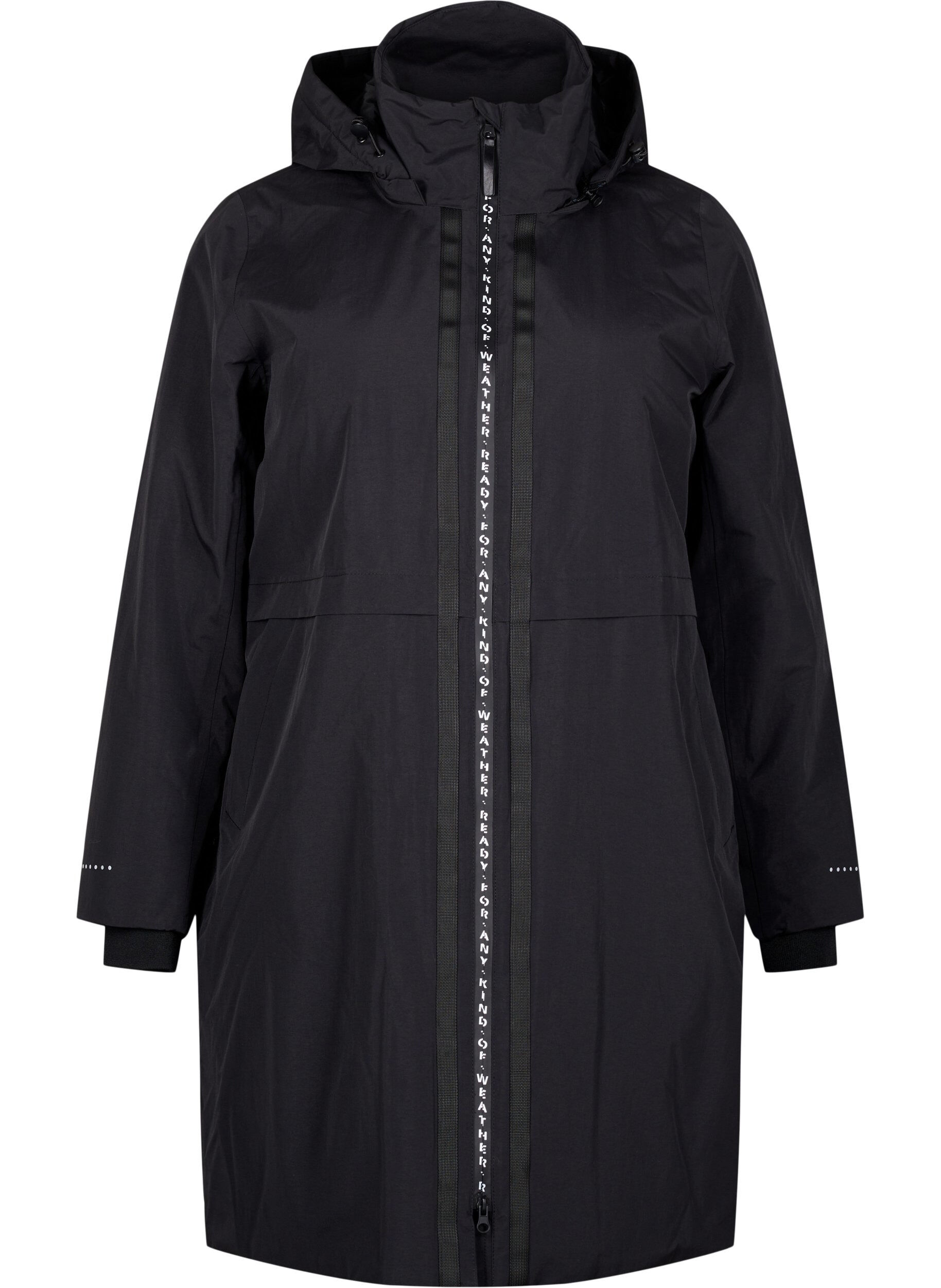 Zizzi Parka fonctionnel avec d&eacute;tails r&eacute;fl&eacute;chissants, Black, Packshot image number 0
