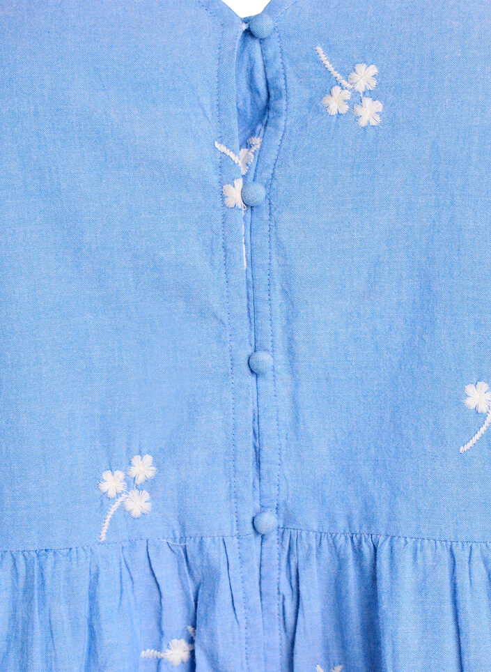 Katoenen blouse met geborduurde bloemen en knoopsluiting, Blauw, Packshot image number 2
