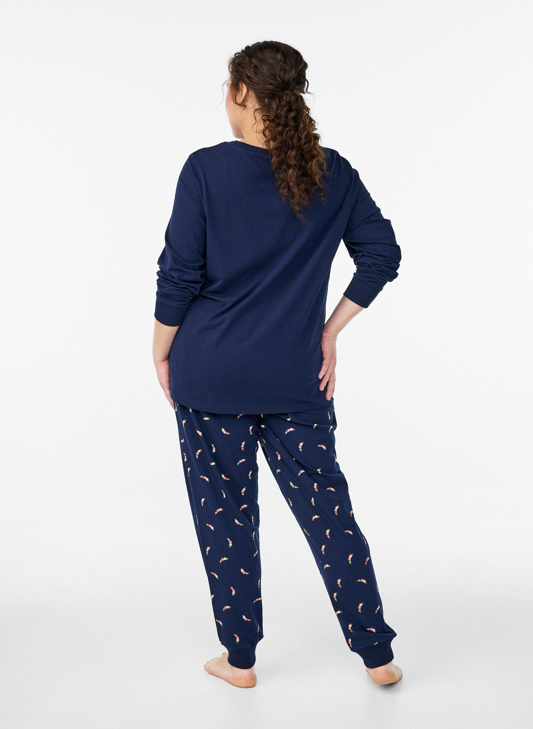 ZizziBedrukte pyjamabroek, Blauw, Model image number 1