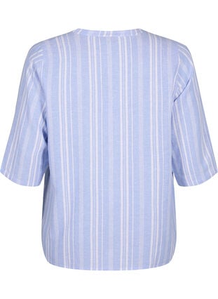 Gestreepte blouse in een mix van linnen en viscose, Serenity Wh.Stripe, Packshot image number 1