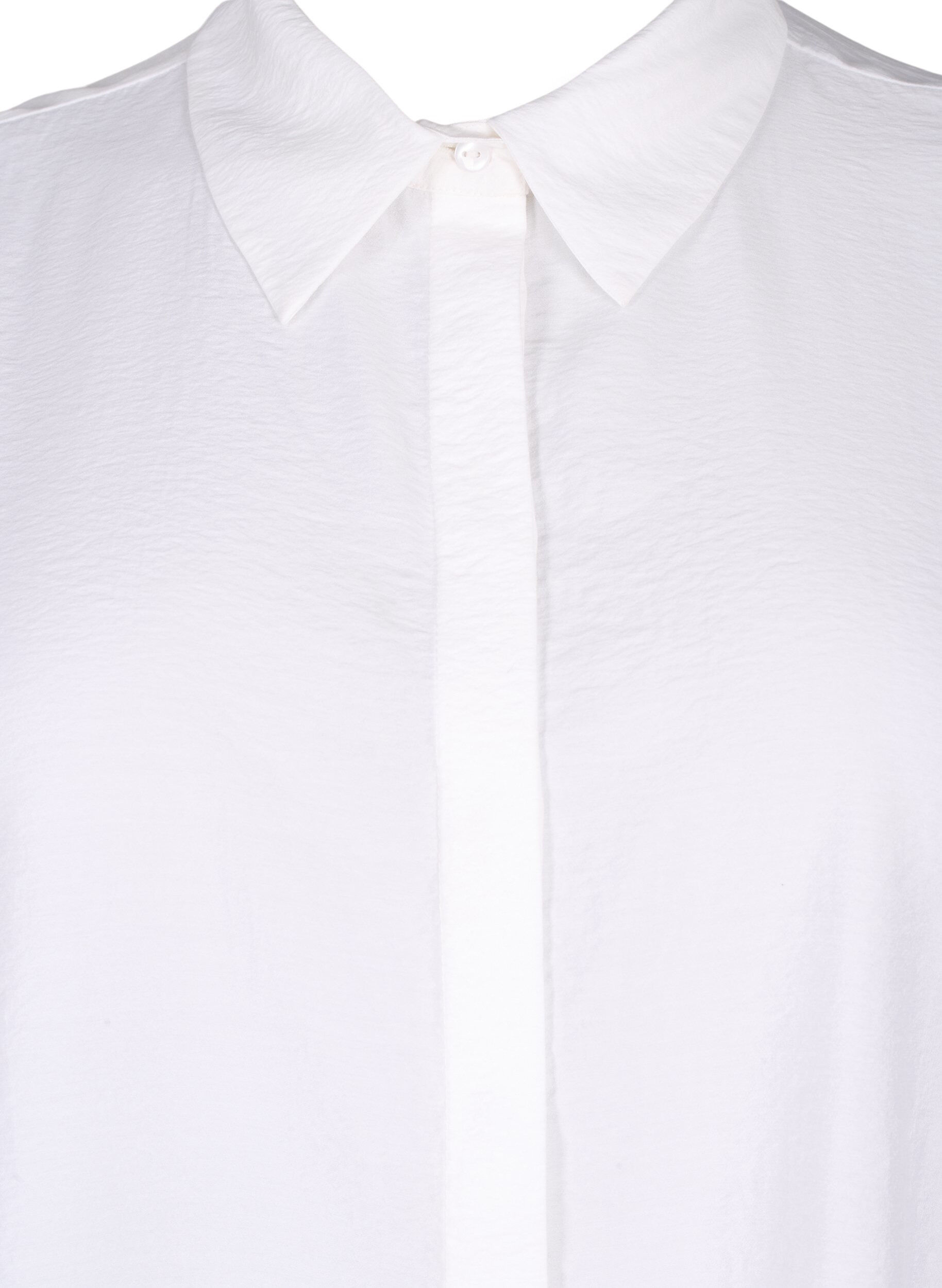 ZizziLang shirt van viscose met korte mouwen, Bright White, Packshot image number 2