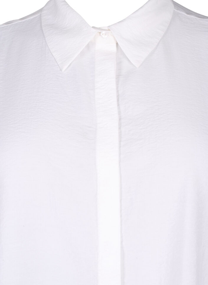 Lang shirt van viscose met korte mouwen, Bright White, Packshot image number 2