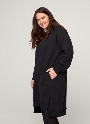 Robe pull avec poches et fentes, Black, Model image number 0