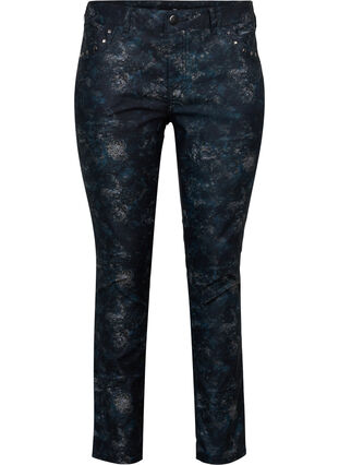 Gedessineerde Emily jeans met klinknagels, Black AOP, Packshot image number 0