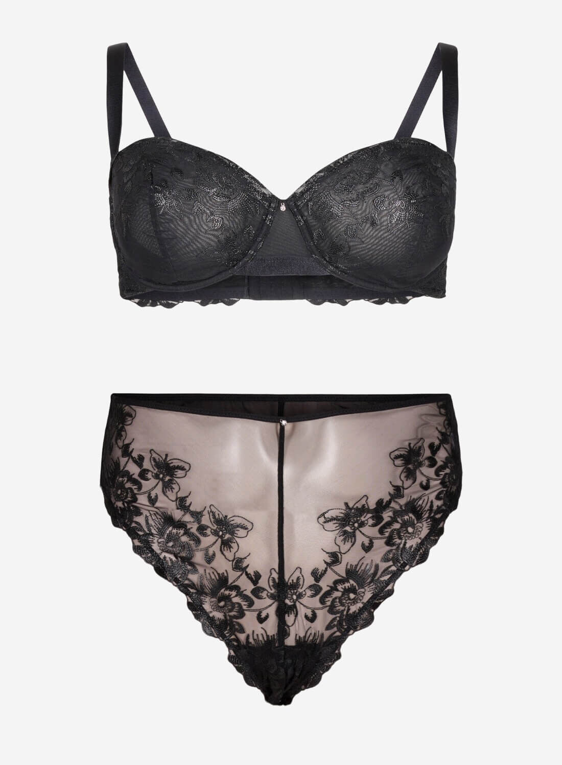 Zizzi Soutien-gorge balconnet avec armature et dentelle brod&eacute;e, , Model