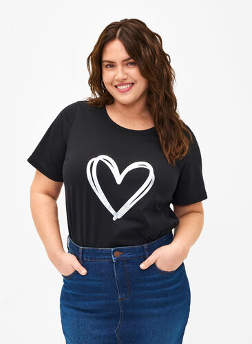 FLASH - T-shirt avec motif, Black Silver Heart, Model image number 0
