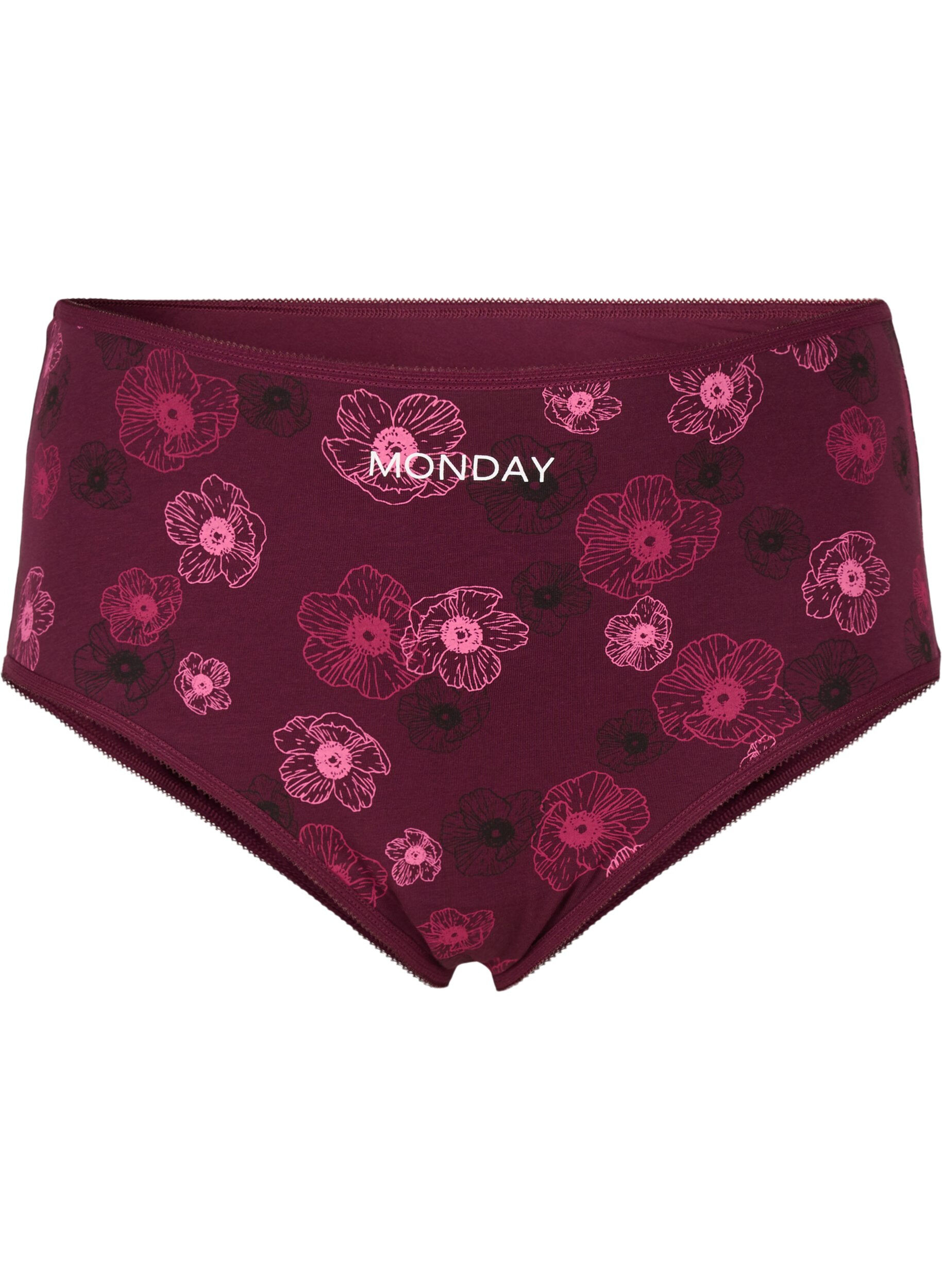 Zizzi7-pack hipsterslip met normale taille, Donker Bordeaux, Packshot image number 2
