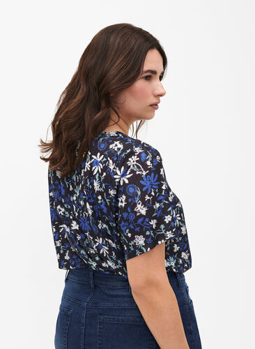 FLASH – T-shirt à imprimé floral, Black Blue Green AOP, Model image number 1