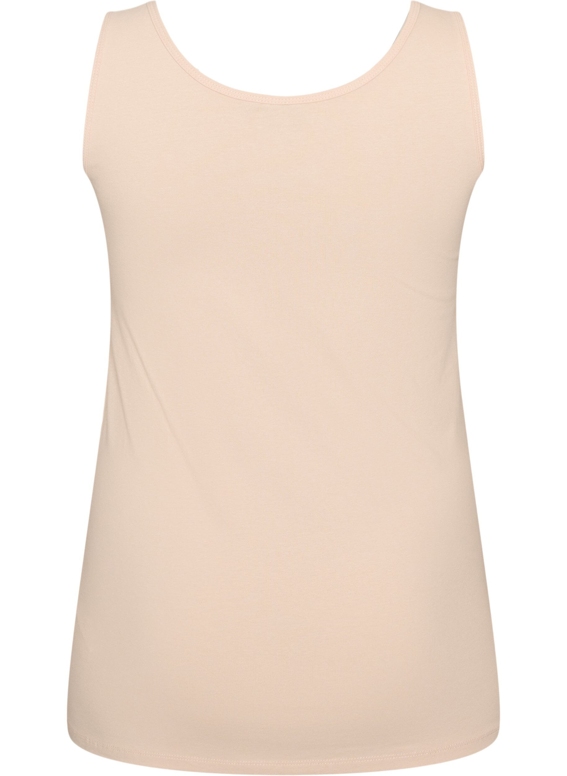 ZizziEffen basic top in katoen, Beige, Packshot image number 1