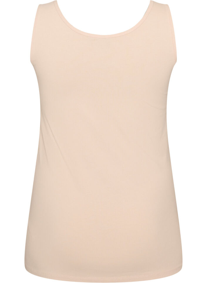 Effen basic top in katoen, Beige, Packshot image number 1