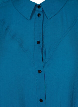 Lange blouse in effen kleur en viscosemix, Moroccan Blue, Packshot image number 2