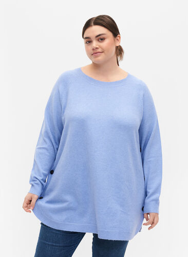 Pull en tricot avec des boutons, Lavender Lustre, Model image number 0