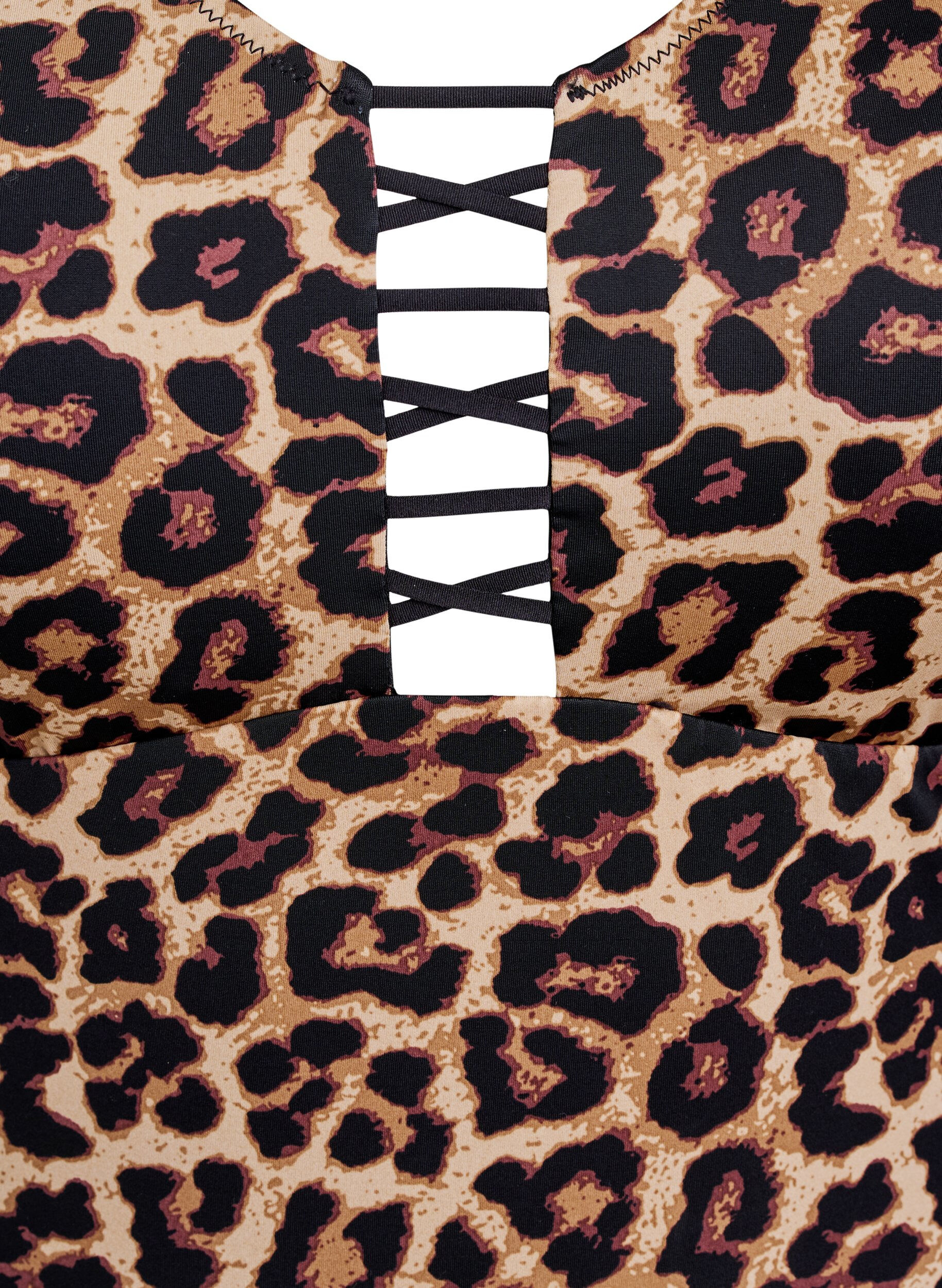 ZizziBadpak met dierenprint en stringdetail, Bruin, Packshot image number 2